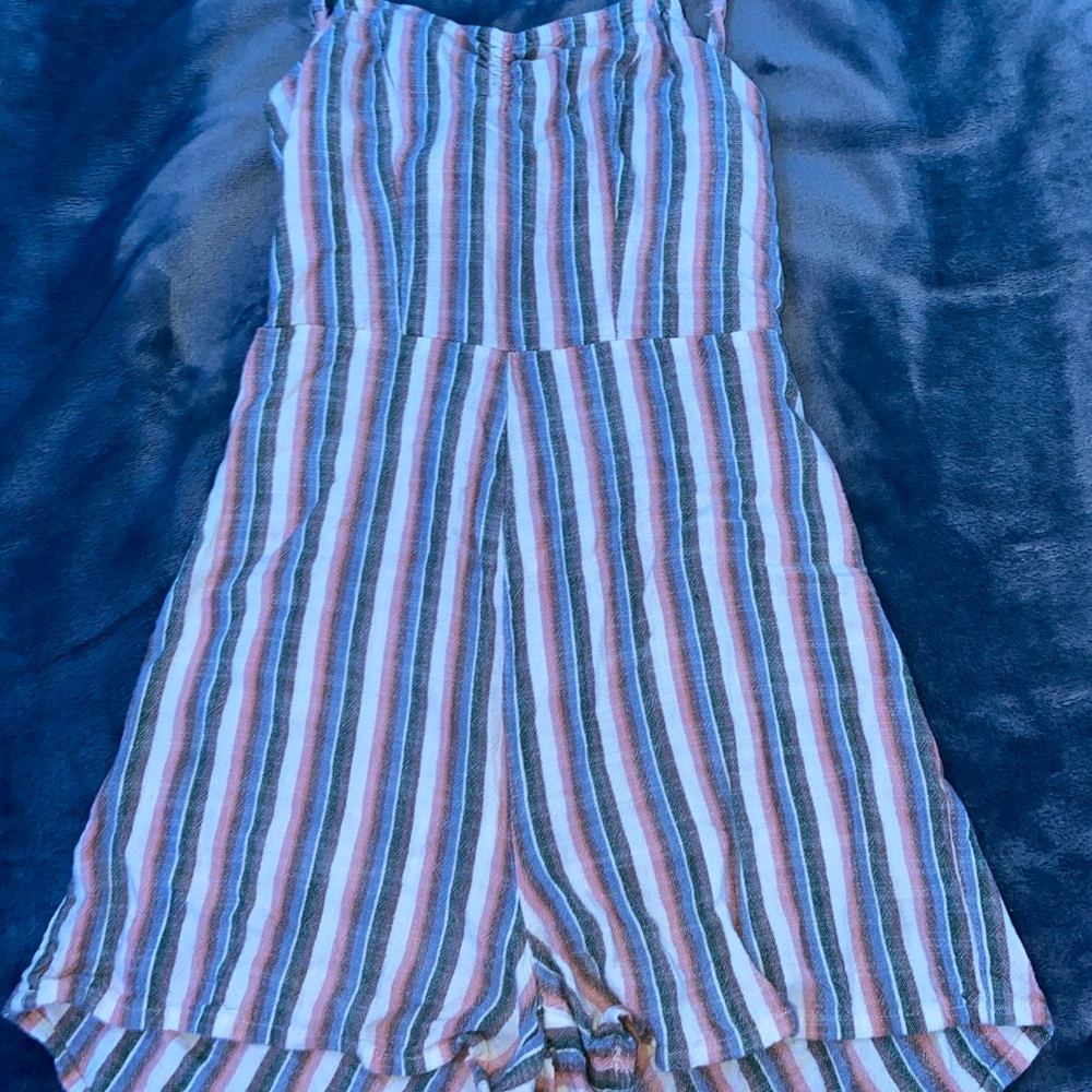 multi-colored romper with open tie back